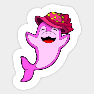 Dolphin with red Hat Sticker